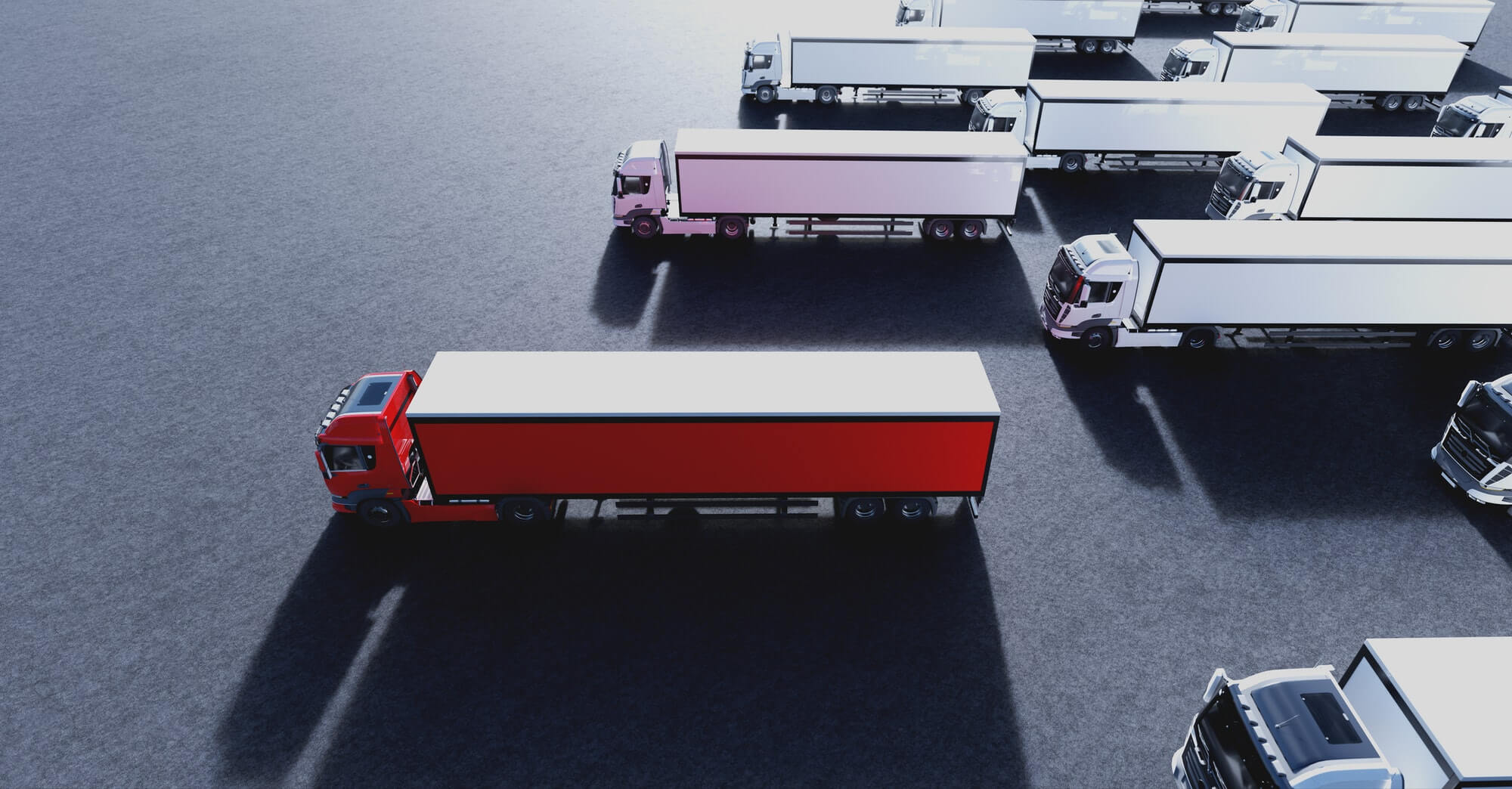 fleet of new heavy trucks with one selected transportation 1